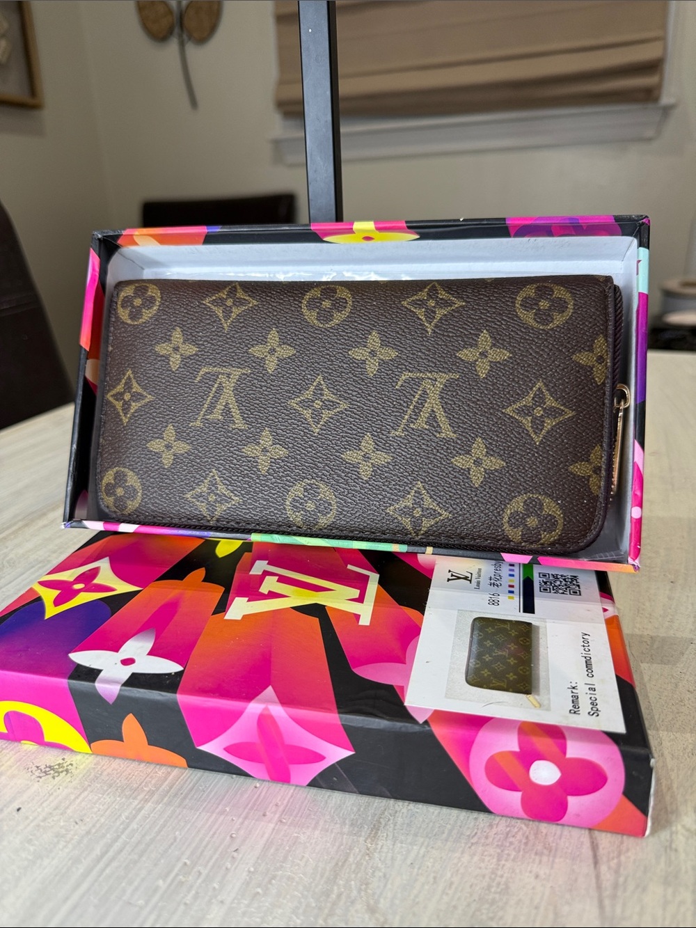 Source Unknown Brown Monogram Zip-Around Wallet